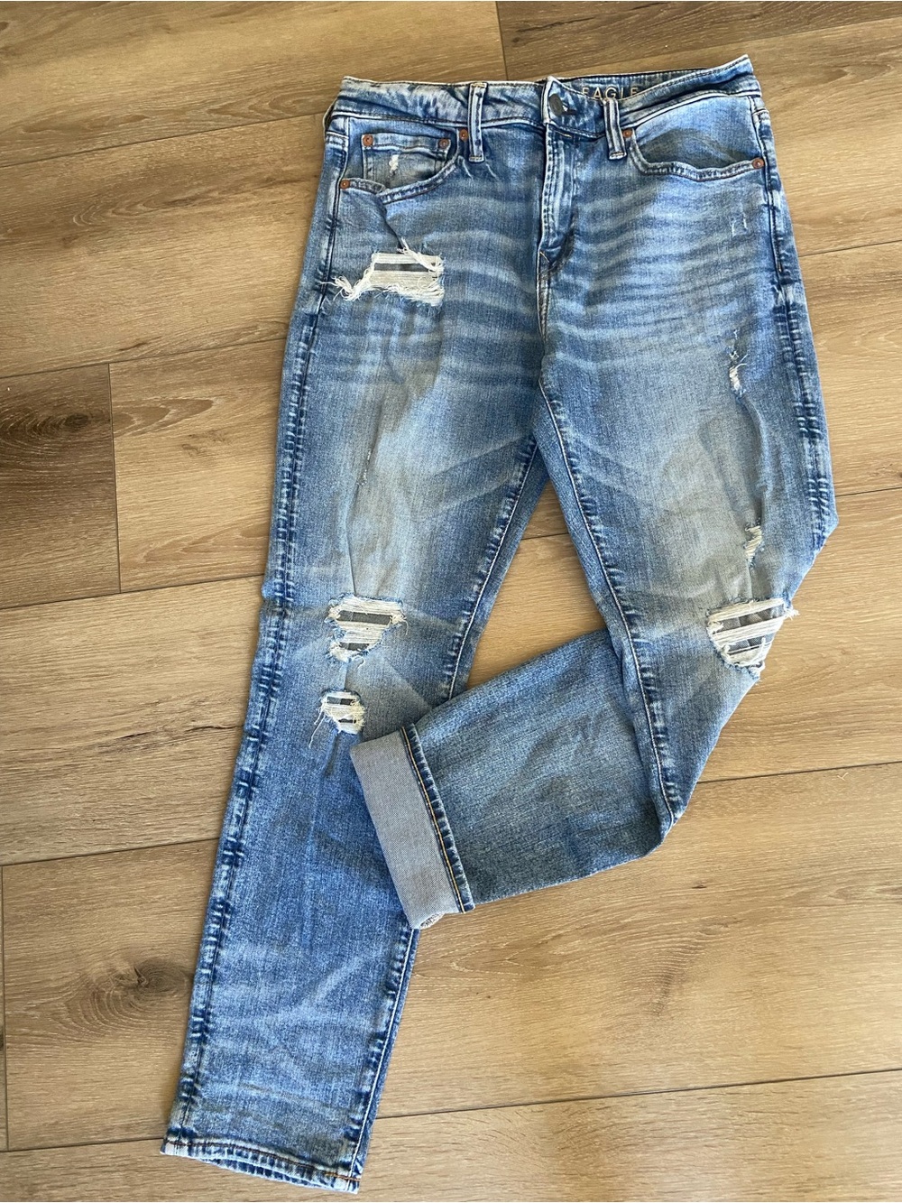 American Eagle Outfitters Men’s Light Blue Slim Distressed Jeans